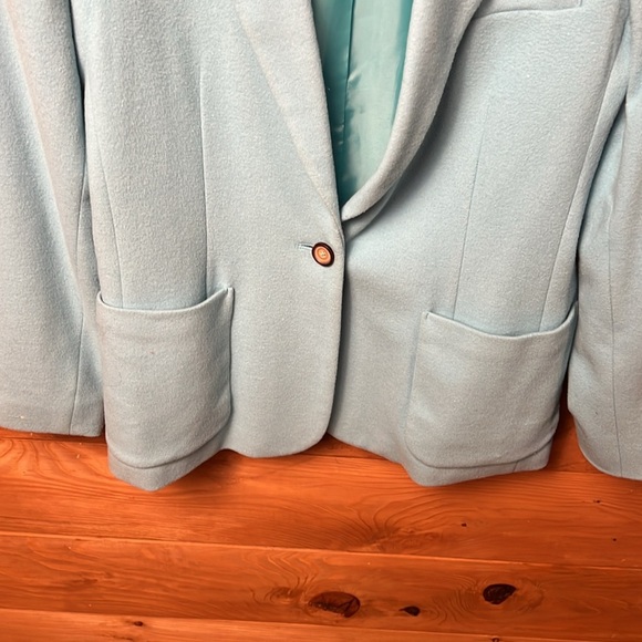 Harvé Bernard Womens Vintage Light Blue Wool Cashmere Blazer 12 Jacket Business - Picture 4 of 7